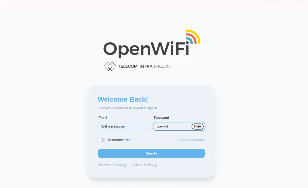 Access Web UI - Controller login