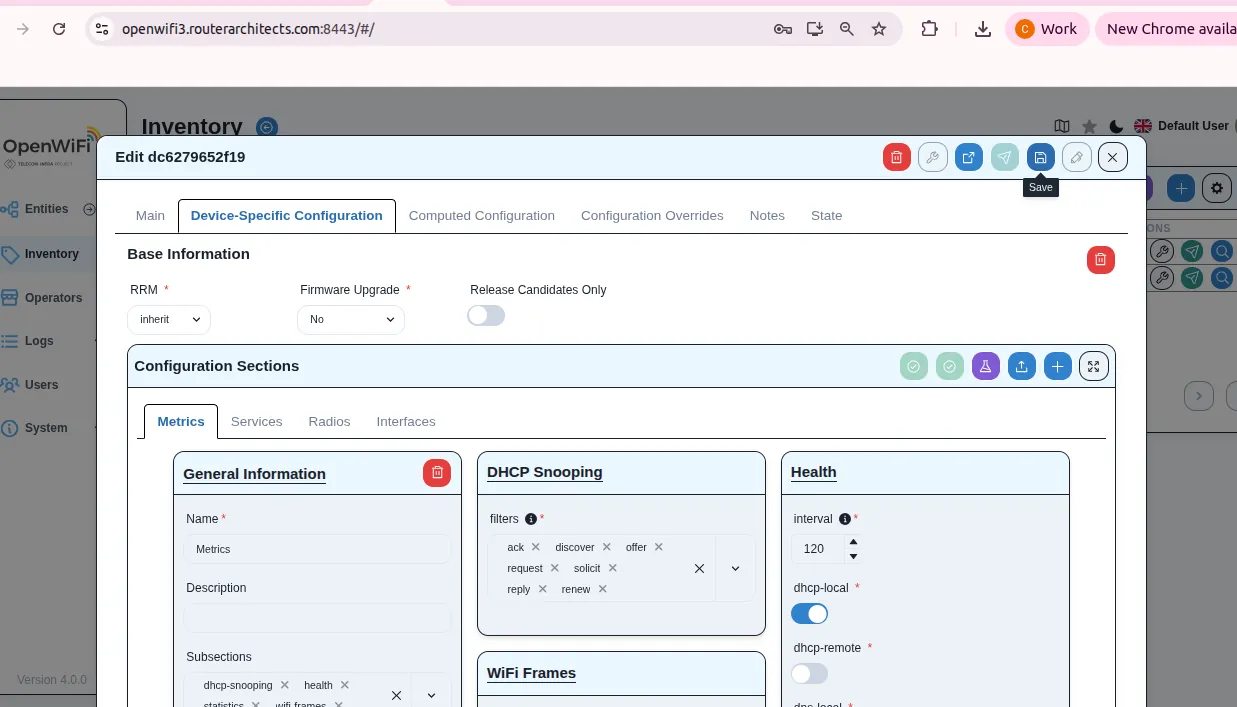 Device configuration details