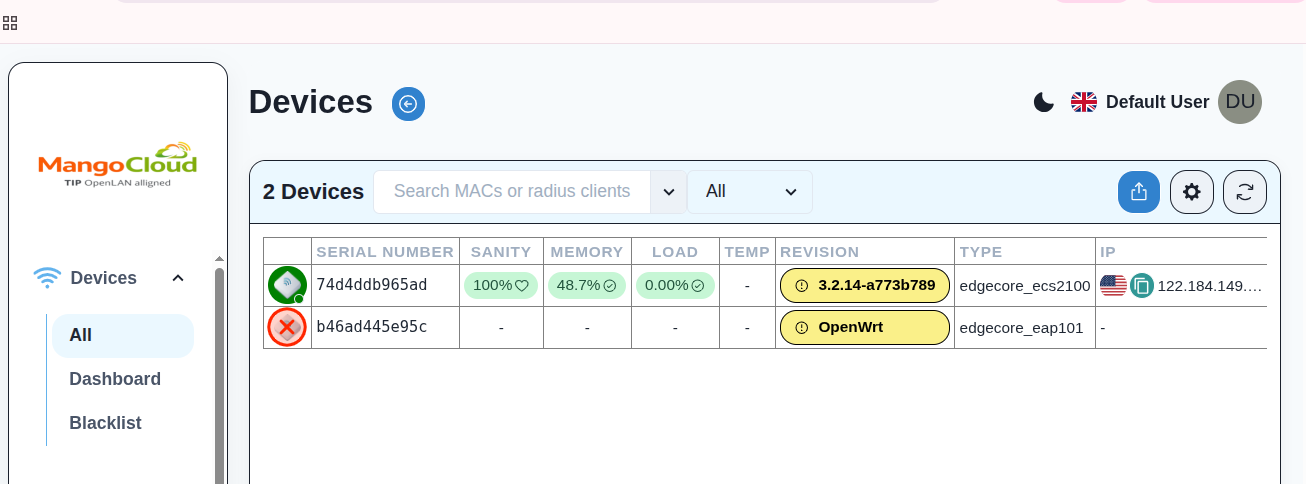 Device marked as blacklisted