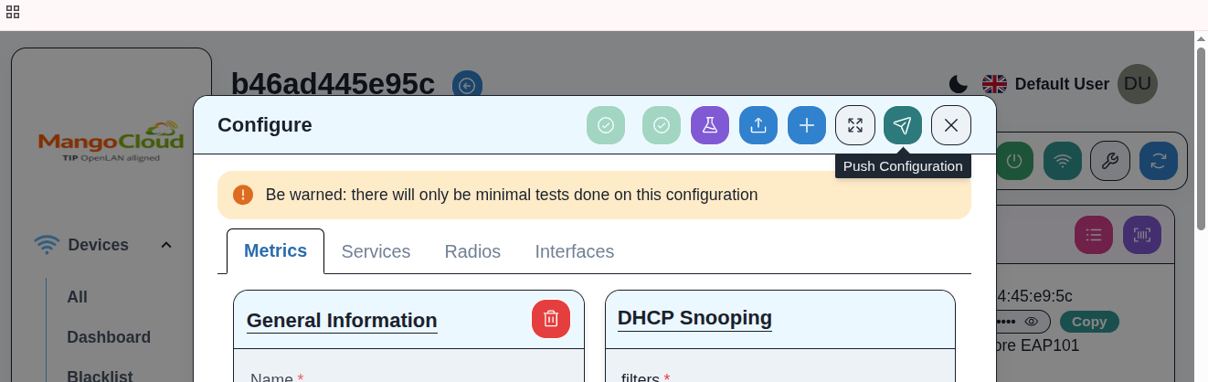 Push configuration